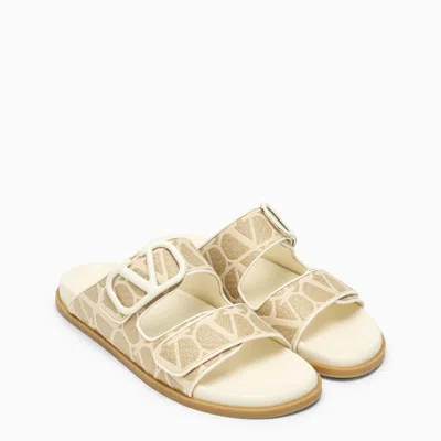 VALENTINO GARAVANI SANDAL TOILE ICONOGRAPHE BEIGE\/IVORY