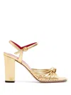 Valentino 90mm Vlogo Anne Metallic Leather Block-heel Sandals In Gold
