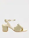 Valentino Garavani Rockstud Sandal In Laminated Nappa With Cornely Embroidery 60mm Woman Platinum 41
