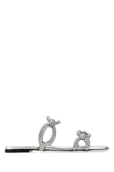 Valentino Garavani Valentino Chain 1967 Crystal-embellished Leather Sandal In Silver