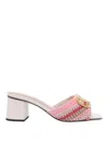 Valentino Heel Block Crochet Logo Woven Slide
