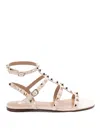 Valentino Rockstud Caged Leather Ankle Strap Sandal In White