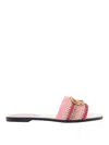Valentino Vlogo Signature Slide Sandal With Crochet Embroidery In Color Carne Y Neutral