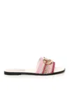 Valentino Vlogo Signature Slide Sandal With Crochet Embroidery In Multicolour