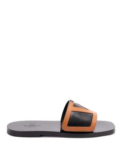 Valentino Garavani Leather Sandals In Orange