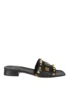 Valentino Garavani Woman Sandals Black Size 7.5 Leather In Negro