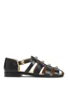 Valentino Studshield Fisherman Sandals In Calf Leather In Black