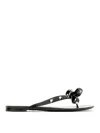 Valentino Garavani Mini Bow Sandals With Platinum-finish Studs In Black