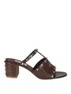 Valentino Rockstud Block Heel Sandals With Studded Embellishments In Oro Blanco