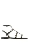Valentino Garavani Rockstud Flat Calfskin Sandal With Straps Woman Black 41.5