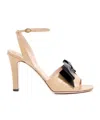 Valentino Garavani Leather Bow-detail Bowow Heeled Sandals 95 In Multi