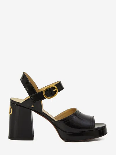 Valentino Garavani Platform Sandals With Round Toe And Block Heel In Black