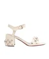Valentino Nellcote Studded Ankle-strap Leather Sandals In Light Ivory