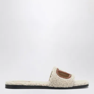 VALENTINO GARAVANI VALENTINO GARAVANI SANDALO SLIDE VLOGO CUT-OUT IN SHEARLING