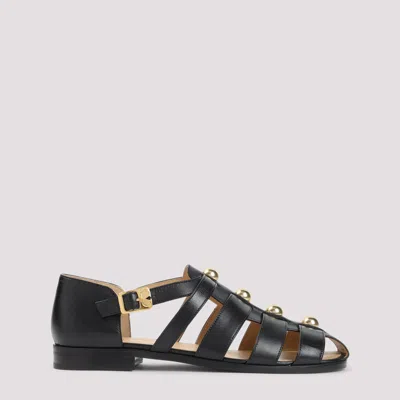 Valentino Garavani Leather Sandals In Black