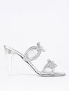 Valentino Crystal Chain Transparent-heel Mule Sandals In Silver