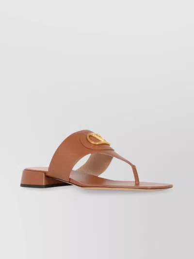 Valentino Garavani Tobacco Vlogo Signature Thong Sandals In Brown