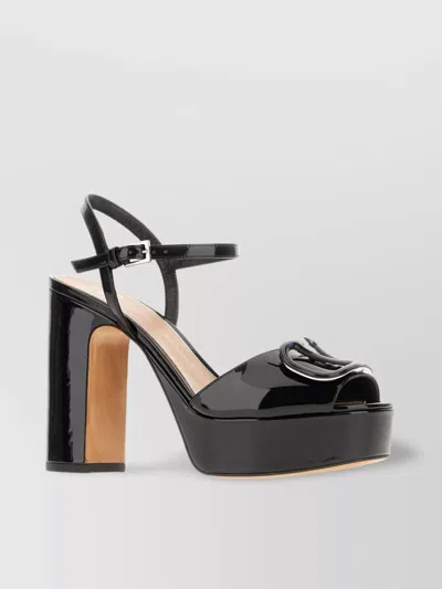 Valentino Garavani Sandals Leather With Buckle Detail Open Toe Platform Sole