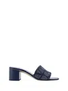 Valentino Garavani Vlogo Toile Iconographe Slide Sandal In Melange/denim/worker