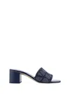 Valentino Garavani Vlogo Toile Iconographe Slide Sandal In Melange/denim/worker