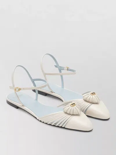 Valentino Garavani Sandals Pointed Toe Flat Sole Ankle Strap In Neutral