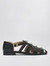 Valentino Studshield Fisherman Sandals In Calf Leather In Black