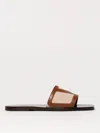 Valentino Garavani Viva Superstar Slide Sandal In Canvas Fabric And Nappa Leather In Brown