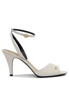 Valentino Ivory Goat Leather Stiletto Sandal With Striped Strap