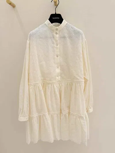 Valentino Sangallo Dress With Daisy Polka Dot Pattern In White