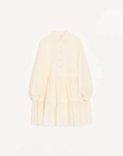 Valentino Sangallo Dress With Daisy Polka Dot Pattern Woman Ivory 48 In Neutral