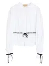 Valentino Sangallo-embroidered Ribbon-detailed Shirt In White