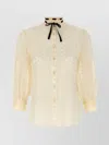 Valentino Daisy Polka-dot Sangallo Button-down Shirt In Neutral