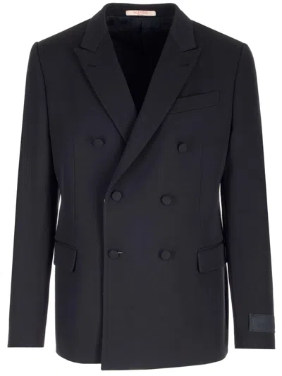 Valentino Sartorial Double-breasted Jacket In Black