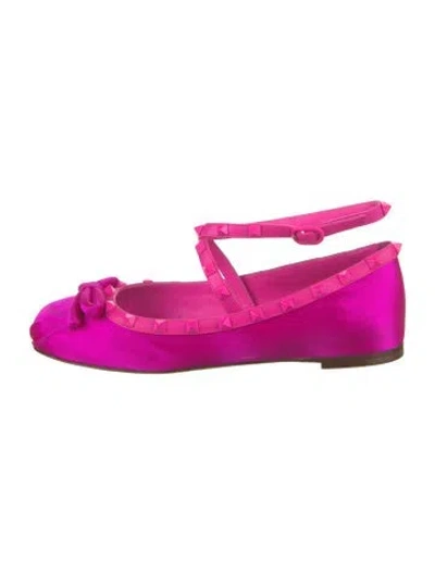 Pre-owned Valentino Garavani Satin Bow Accents Flats In Purple