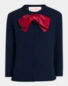 Valentino Bow Cardigan In Natural/red