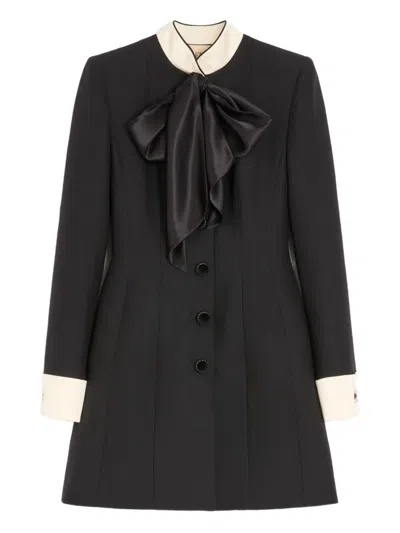 Valentino Bow Detail Long Sleeve Crepe Couture Minidress In Multi