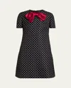 Valentino Polka Dot Mini Dress With Bow In Black Red