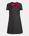 Valentino Polka Dot Mini Dress With Bow In Black Red
