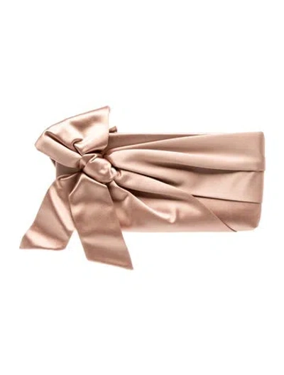 Pre-owned Valentino Garavani Satin Clutch In Neutrals
