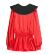 Valentino Red Silk Blouse With Black Collar In Red