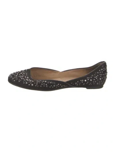 Pre-owned Valentino Garavani Satin Crystal Embellishments Ballet Flats In Black