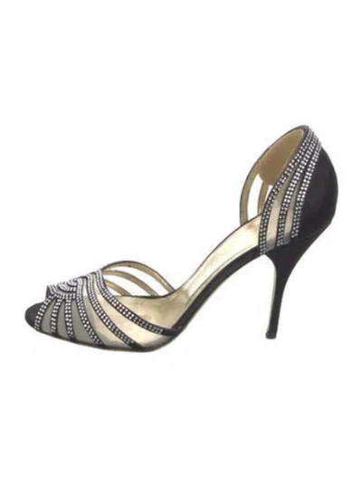 Pre-owned Valentino Garavani Satin Mesh Accents Sandals In Black