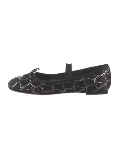 Pre-owned Valentino Garavani Satin Patterned Ballet Flats In Black