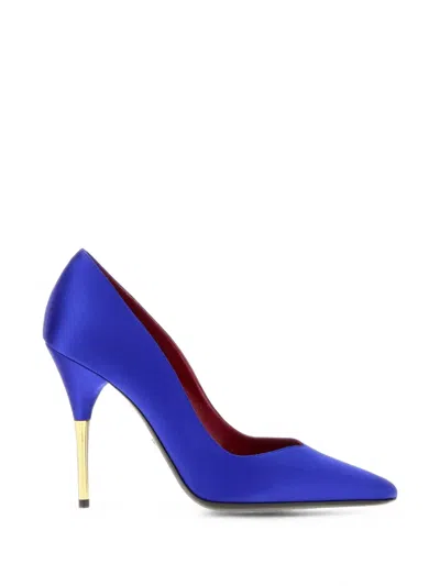 Valentino Garavani Satin Pointed-toe Heeled Pumps In Blue