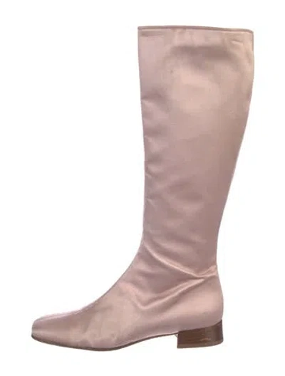 Pre-owned Valentino Garavani Satin Riding Boots In Pink