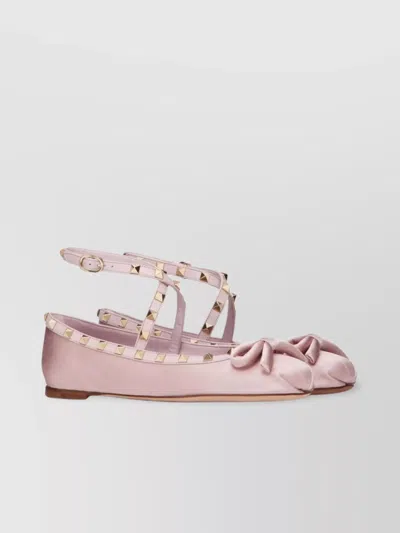 Valentino Garavani Satin "rockstud" Ballerina Bow Accent