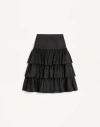 Valentino Ruffled Taffeta Skirt Woman Black 42 In Black