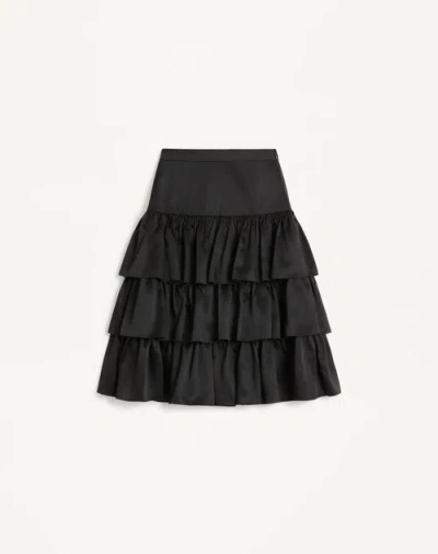 VALENTINO VALENTINO SATIN RUFFLE SKIRT WOMAN BLACK 40