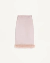 Valentino Satin Skirt With Feathers Woman Mauve 42 In Pink