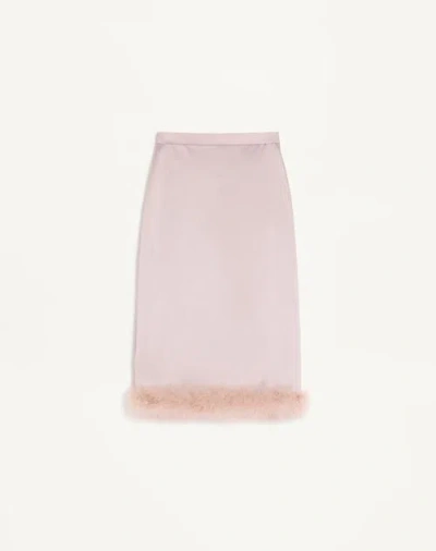 VALENTINO VALENTINO SATIN SKIRT WITH FEATHERS WOMAN MAUVE 44